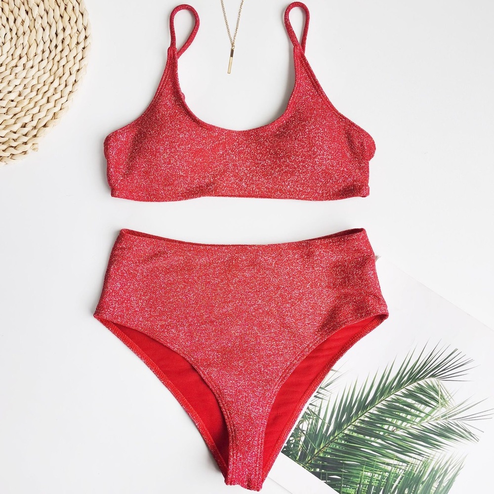 Shining Look Classic Bikini Set Bathing Suit Red - Picture 2 of 5